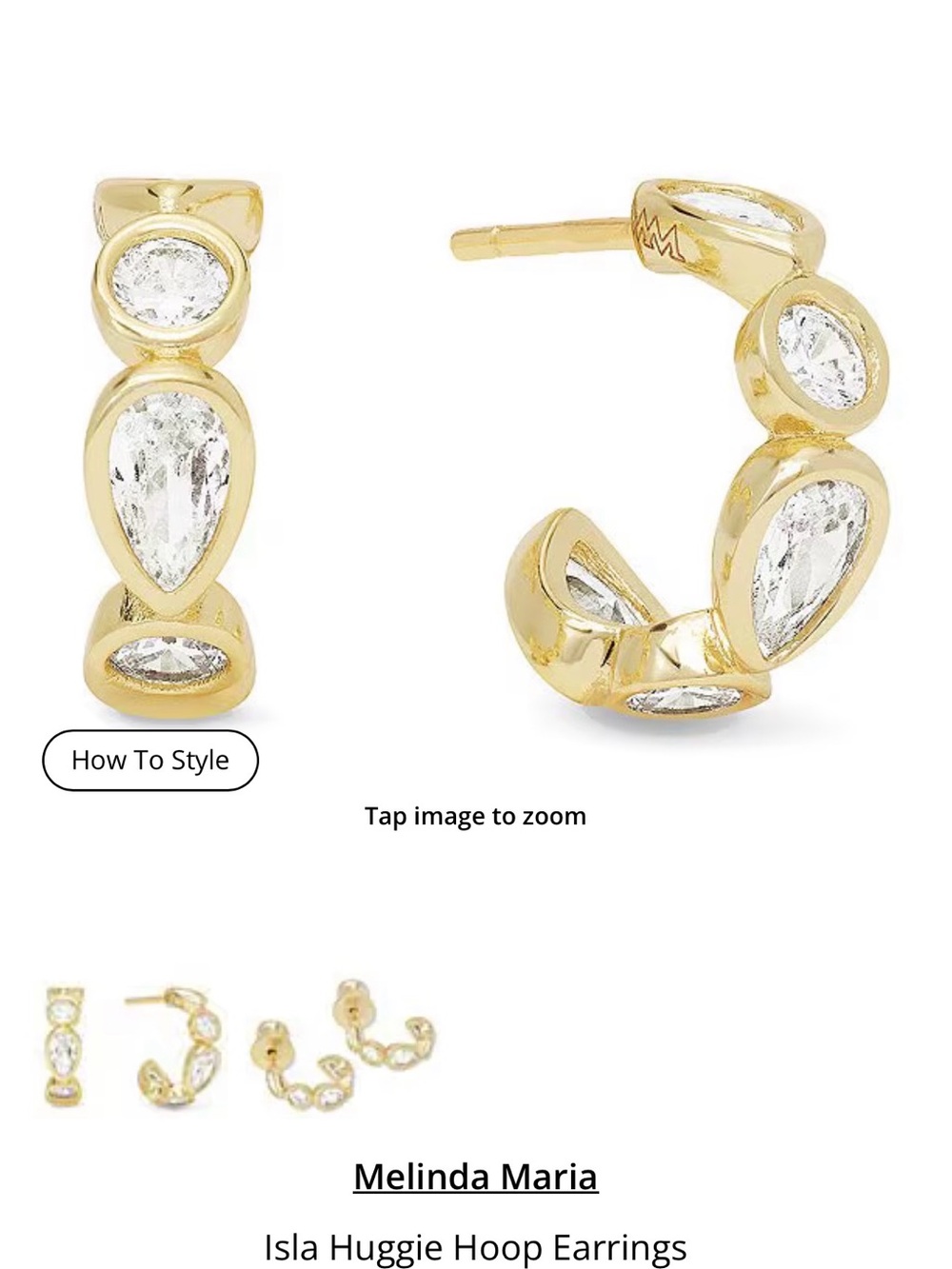 Melinda Maria Gold Hoop Earrings with blue opals